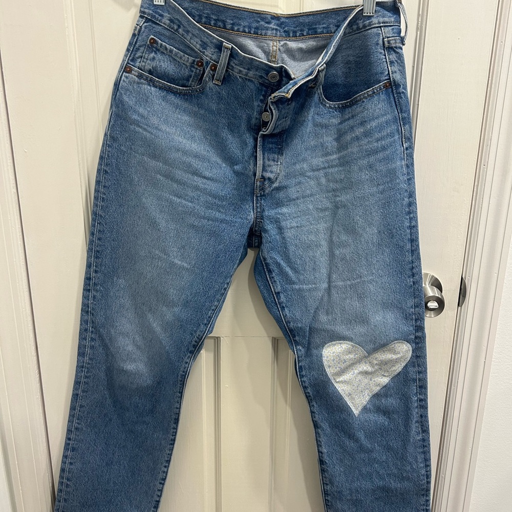 Levi’s patched 501 jeans